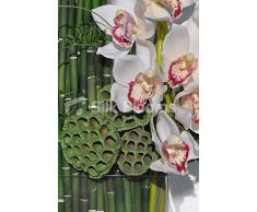 Moderno blanco Artificial de la orquídea Cymbidium, vaina del loto y de arreglo Floral de bambú