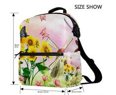 FANTAZIO mochila para niñas molino de viento flores Paisaje Daypack
