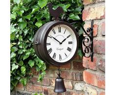 iYoung Reloj De Pared, Reloj De Metal Reloj De Pared Reloj Colgante con Forma De Campana De Gallo, Reloj De Jardín De Hierro Forjado Al Aire Libre Moda Innovadora Pared De Doble Cara