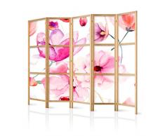murando - Biombo XXL Flores 225x171 cm - 5 Paneles - Lienzo de Tejido no Tejido Tela sintética - Separador - Madera Design de Moda Hecho a Mano - Deco – Japón - p-B-0010-z-c