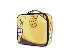 SUGARHE Carácter de Gatito acostado en el sofá Bebiendo Leche,Neceser Maquillaje,Bolsa Cosméticos Organizador Brochas Maquillaje Estuches Portátil