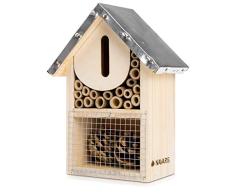 Navaris S Hotel para Insectos de Madera - Observatorio de Insectos 15 x 8 x 20CM - Casa Natural Cubierta metálica y Gancho para Diferentes bichos