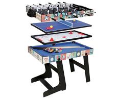 HLC - Mesa multijuegos 4 en 1, mesa de billar, tenis de mesa, hockey y futbolín, con patas plegables
