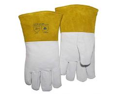 Bloomma Guantes de Cuero Resistentes al Calor y al Fuego Extreme con Costuras Kevlar, Chimenea, Estufa, Horno, Parrilla, Soldadura, Barbacoa, Mig, Pot Holder