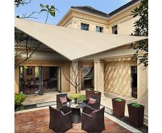 HENG FENG Toldo Vela de Sombra Triangular 3 x 3 x 4.25 m Protección Rayos UV Solar Protección HDPE Transpirable Aislamiento de Calor para Dar Sombra a su Jardín Color Beige