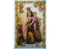 Virgen del Carmen. Azulejo fabricado artesanalmente para decorar. Cerámica para colgar. Calca cerámica (20x30 cms)