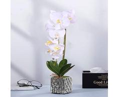 Alicemall Flores Artificiales Flor Mariposa con Maceta Blanco Decoración Hogar Artificial Planta de Flor Orquídea Mariposa Blanco