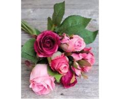 Ramo de rosas artificiales Mini-MOLLY con 8 rosas, rosa-fucsia, 25 cm, Ø 15 cm - Ramillete sintético / Flores decorativas - artplants