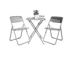 Folding table Nan Red de Acero de Tres Piezas Plegables de Moda mesas y sillas Pintura de Hierro Forjado Muebles de Exterior Combinación de Ocio Simple Mesa Plegable (una Mesa + Dos taburetes)
