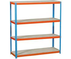 Estantería Metálica Simonforte 1509-4 Chipboard, azul/naranja, 2000x1500x900, 4 estantes, Simonrack