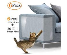 KTL Protector de Muebles Gatos, Transparente Autoadhesivas contra Arañazos de Gato Protector, con alfileres, protector de arañazos para sofá, mesa y sofá, transparente, 16 L X 12 W (6 PCS)