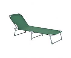 Outsunny Tumbona Plegable e inclinable para Playa o Piscina con Estructura de Hierro 187x58x30cm Verde