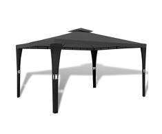 Tidyard Gazebo Carpa de Jardín Cenador para Patio Tienda para Camping Fiesta Celebraciones Evento al Aire Libre Boda Fiest Barbacoa Poli Ratán con Techo Gris Oscuro 3x4m