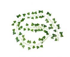 VORCOOL Follaje de Hiedra Artificial, 6 Piezas Colgante de Pared Follaje de Vid de Hiedra Guirnalda Plantas Decoración Flores Decoración para el hogar