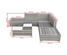Tidyard Conjunto Muebles de Jardín de Ratán 15 Piezas Sofa Jardin Exterior Sofas Exterior Jardin Ratan Conjunto Jardin para Jardín Terraza Patio en Poli Ratán Gris