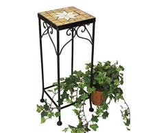 Merano 12012 - Taburete, mesa auxiliar o soporte para macetas, diseño cuadrado con mosaico, 46 cm