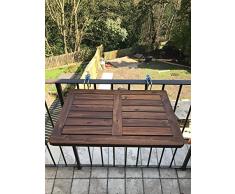 Mesa Click Deck plegable de madera noble para colgar en el balcón,