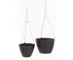 Papillon Rattan - Jardinera con colgante, set de 2 unidades, 20 y 25 cm, color marrón