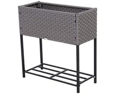 Outsunny Jardinera Exterior balcón para huerto Urbano Jardinera Rectangular Alta con Estante 70x30x72 cm