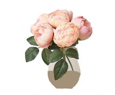 DELEY Redondo Rosa Peonía Ramo Falso Flores Artificial Arreglos Novia Fiesta Oficina Casa Hogar Decoración Boda Bouquet Rosa Claro