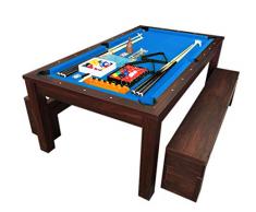 grafica ma.ro srl Mesa de Billar Juegos de Billar 7 ft Carambola y Plan de Cobertura y Bancos Rich Azul