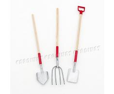 Odoria 1/12 Miniatura 3PZ Pala Cuadrada y Horca Accesorio para Jardín de hadas