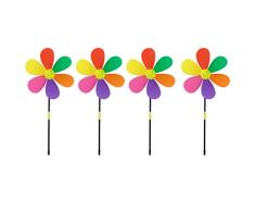 Doitool 4 Piezas Flor Hilandero Molino de Viento Césped Molino de Viento para Niños Juguete Jardín Patio Fiesta Césped Decoración