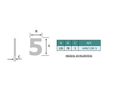 Evi Herrajes 640/120-5 Numero Cinco, de Acero Inoxidable 316, 3mm de Grosor, fijacion Adhesiva incorporada, para casa, Puerta, Portal o Exterior, 5, 120mm