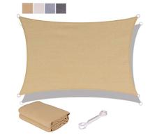 SUNNY GUARD Toldo Vela de Sombra Rectangular 2x2m HDPE Transpirable protección UV para Patio, Exteriores, Jardín, Color Arena