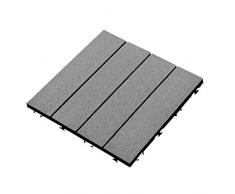 Baldosas para terrazas de patio 12 x 12 pulgadas, 4 piezas Baldosas para terrazas de madera compuestas entrelazadas, 4 pisos de madera plástica de listones para exterior, adoquines para patio