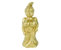 RAKSO Enano de jardín Herrin Dorado, Fabricado en Alemania, Figura Dorada, Figura de jardín Domina