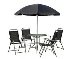 Outsunny 1571260031 - conjunto de muebles para jardin terraza o patio con 4 sillas 1 mesa y 1 parasol - textilene, aluminio y poliester