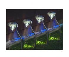 4 x vanz shop reloj Solar de acero inoxidable jardín de diamante de luz - LED de color blanco