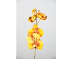 Decorativa rama textil de orquídea Phalaenopsis, naranja-amarillo, 80 cm - Rama artificial / Ramificación sintética - artplants