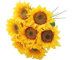 Hawesome - Ramo de flores artificiales, 7 unidades, diseño de girasoles artificiales