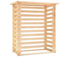 Festnight Caseta para Leña de Madera de Pino Secada Fsc 163X103X193 Cm Resistente a La Putrefacción, Cobertizo de Madera Casetilla de Almacenamiento de Leña