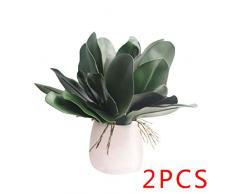 Zerama Hoja de la Planta 2pcs Artificial de la orquídea Phalaenopsis en Maceta Hojas de Ministerio del Interior Decorativo