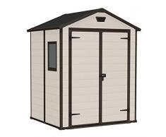 Keter Manor - Caseta de almacenaje para jardín o Exterior, de Resina, 15,2 x 12,7 cm, Color Beige, plástico, Beige, 6 x 5 Feet