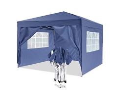 Homdox Carpa de aluminio para jardín, 3 x 3 m, cenador, pérgola con 4 paredes laterales y 2 ventanas, plegable, incluye bolsa de transporte