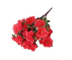 joyMerit 2 Racimos De Flores Artificiales De Azalea Falsa Ramo Boda Decoración del Hogar Rojo