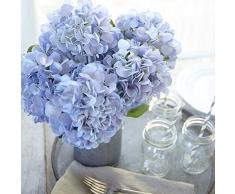 Frmarche Flores Artificiales Flores de Seda Hortensias Ramos para Boda Hogar Fiesta Decoración 2PCS (Azul)