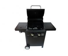 Barbacoa a gas de piedra volcánica y con hornillo lateral - Dimensiones: 110 x 107 x 50 cm - Ideal para jardín y terraza.
