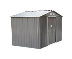 Outsunny Caseta de Jardín Tipo Cobertizo Metálico Ocre para Almacenamiento de Herramientas 277x191x192cm Gris