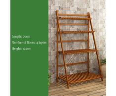 YAHAO Escalera para Flores De Bambú Estantería Decorativa para Macetas Soporte para Plantas Exterior Interior Jardín con 3/4 Niveles,4layers-70cm