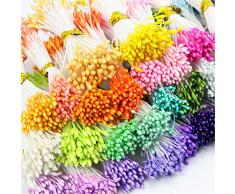 LKXHarleya 1000 pcs Unids/Lote Mini Artificial Cabezas Dobles Perla Flor Estambre Pistil Home Craft Decor