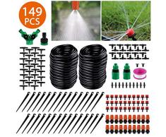 Sistema de riego de jardín, Emooqi 149 Pcs Goteros para Equipos de Riego Automático, Accesorios para Riego por Goteo Sistema de Riego DIY para Irrigación Riego para Jardín, Plantas de Patio - 30 M
