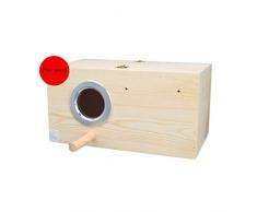 ART-YJ Nidos para pájaros Pajarera, Loro Cabaña De Raza Hecho A Mano De Madera Nidal De Pájaros Fuerte Bird Hotel (Color : Left Opening, tamaño : 34×19.5×17.5cm)