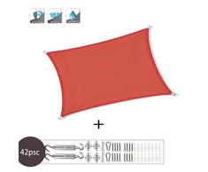 XXJF Vela Solar Toldo Resistente UV Solar Protección Vela Solar En Poliéster Resistente A para Jardín Patio Piscinas Exteriores Jardín (Color : Orange Red, tamaño : 3.5x6.5m)