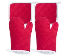 ShyaWorld Manoplas de Cocina horno Pack guantes resistentes al calor de diseño, adecuado para cocinar, hornear, barbacoa con diferentes colores y material para elegir. (ALG/POL ROJO)
