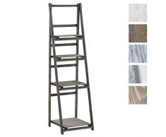 CLP Estantería Escalera Lillian De Madera I Estantería De Diseño con 4 Niveles I Estantería Librería Decorativa & Plegable I Color: Marrón Oscuro